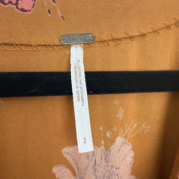 Free People Drapey Melanie Flutter Sleeve Mini Dress Mustard Combo - Picture 6 of 10